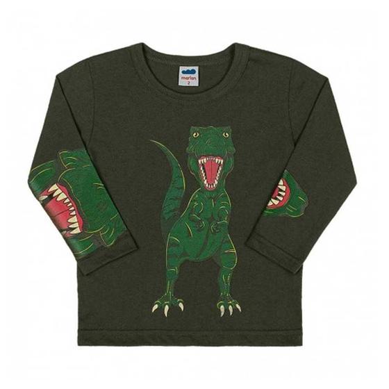 Imagem de Camiseta Infantil Menino Dinossauros Verde Selva Marlan