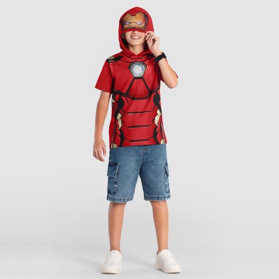 Imagem de Camiseta infantil menino dos vingadores com capuz Brandili