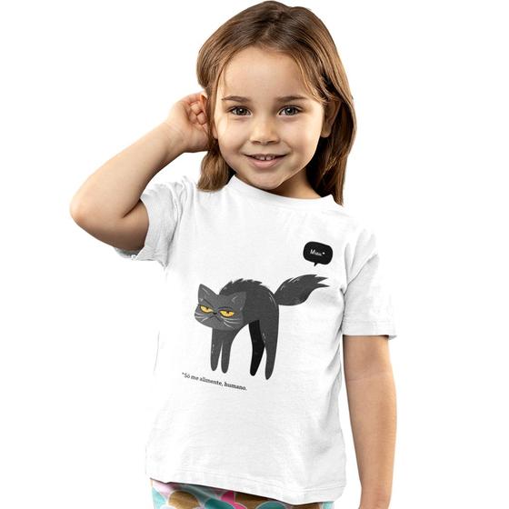 Imagem de Camiseta Infantil Menino Menina Gato Alimente  Manga Curta