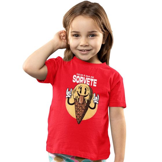 Imagem de Camiseta Infantil Menino Menina Hoje é Dia de Sorvete Feliz