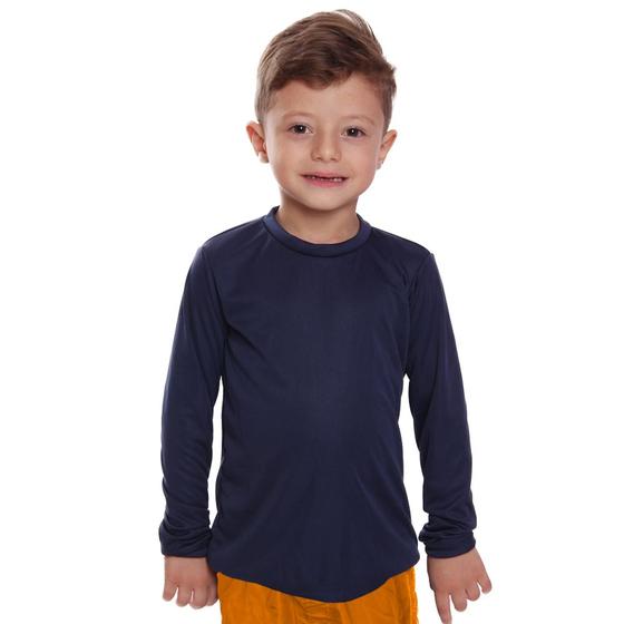 Imagem de Camiseta Infantil Menino Proteção UV Térmica Solar Manga Longa Camisa Praia Esporte