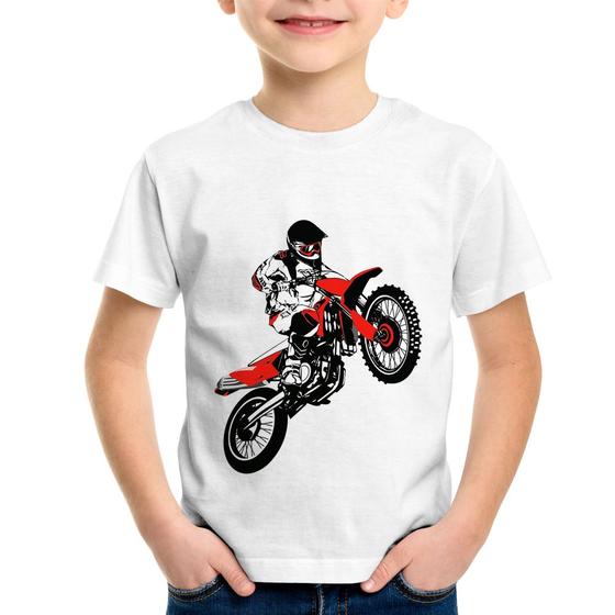 Imagem de Camiseta Infantil Motocross Jump Vermelha - Foca na Moda