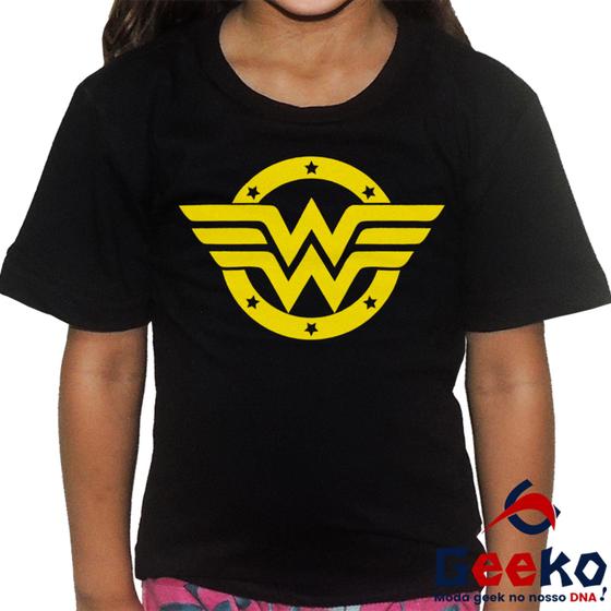 Imagem de Camiseta Infantil Mulher Maravilha 100% Algodão Geeko