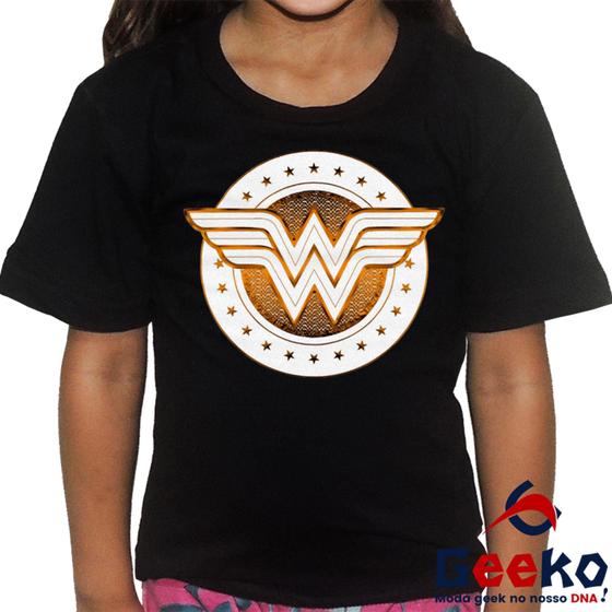 Imagem de Camiseta Infantil Mulher Maravilha 100% Algodão Wonder Woman Geeko