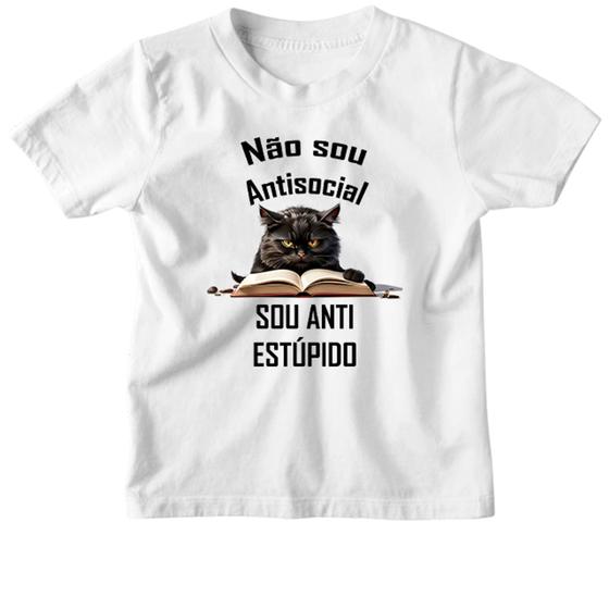 Imagem de Camiseta Infantil Nao sou anti-social sou anti estupido