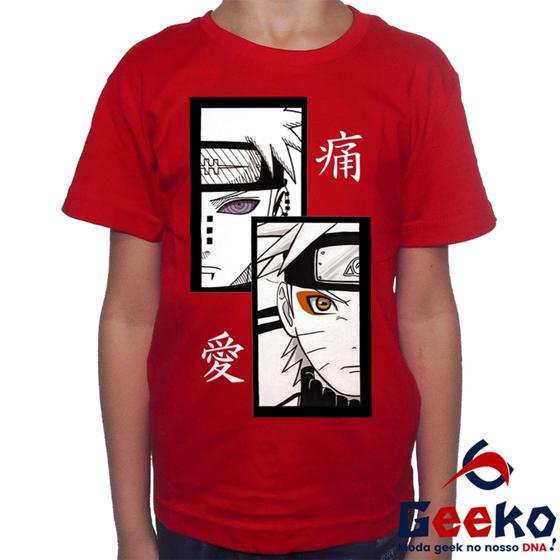 Imagem de Camiseta Infantil Naruto e Pain 100% Algodão Anime Geeko