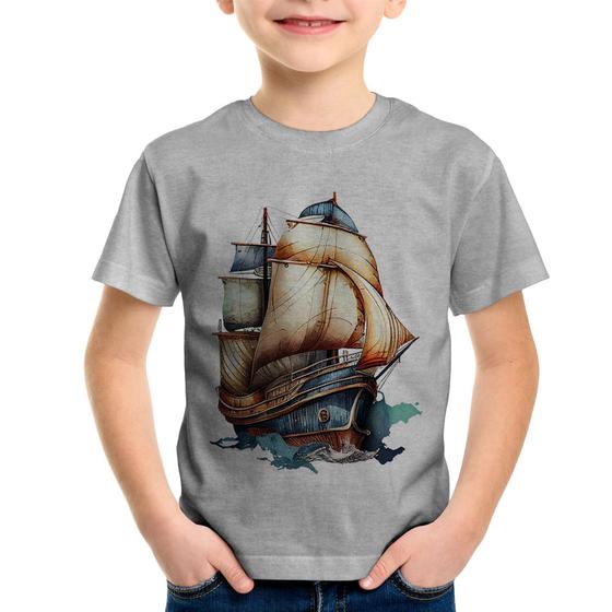 Imagem de Camiseta Infantil Navio Vintage - Foca na Moda