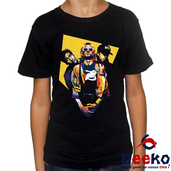 Imagem de Camiseta Infantil Nirvana 100% Algodão Banda Rock Geeko