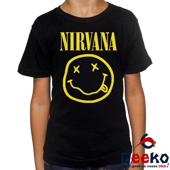 Imagem de Camiseta Infantil Nirvana 100% Algodão Rock Geeko