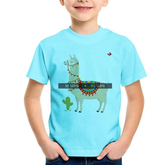 Imagem de Camiseta Infantil No Drama Yes Llama - Foca na Moda