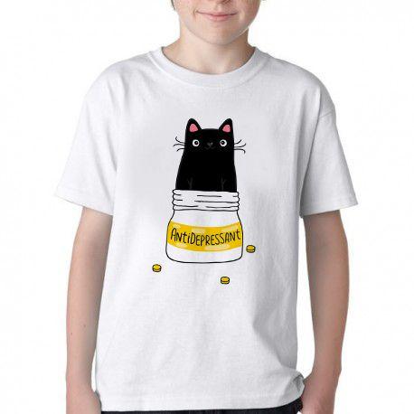 Imagem de Camiseta Infantil ou adulto Gatinho antidepressivo  Blusa Criança todos tamanhos