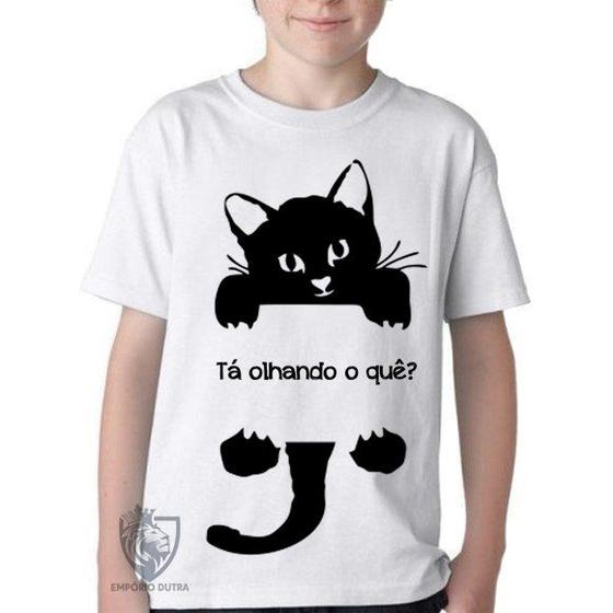 Imagem de Camiseta Infantil ou adulto Gato tá olhando o quê Blusa Criança todos tamanhos
