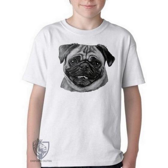 Imagem de Camiseta Infantil ou adulto Pug descolorido Blusa Criança todos tamanhos