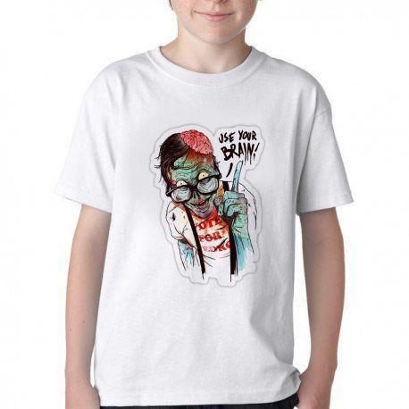 Imagem de Camiseta Infantil ou adulto Zombie use Cérebro Blusa Criança todos tamanhos