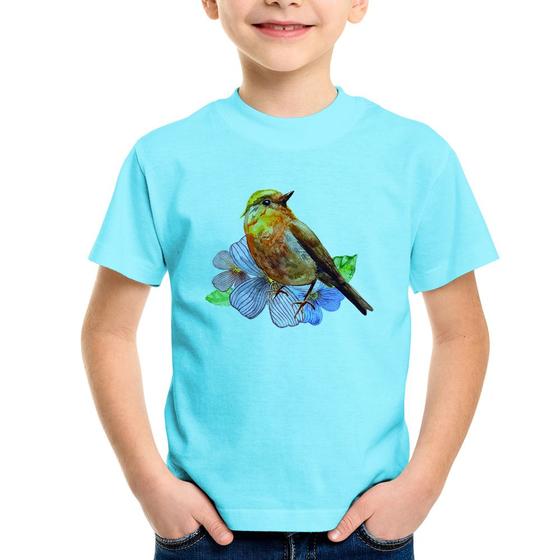 Imagem de Camiseta Infantil Pássaro e Flores - Foca na Moda