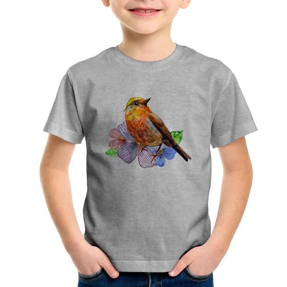 Imagem de Camiseta Infantil Pássaro e Flores - Foca na Moda