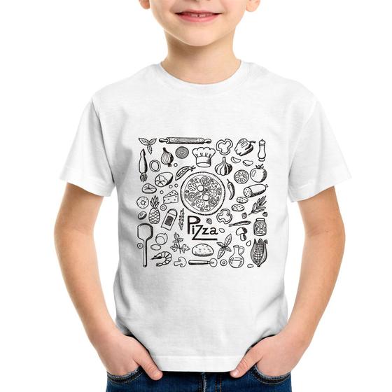 Imagem de Camiseta Infantil Pizza Elementos - Foca na Moda