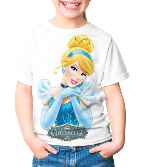 Imagem de Camiseta infantil princesas cinderela branca de neve alice no pais das maravilhas