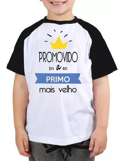 Imagem de Camiseta infantil promovido a primo mais velho azul camisa