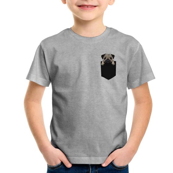 Imagem de Camiseta Infantil PUG de Bolso - Foca na Moda