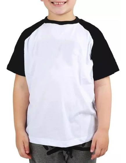 Imagem de Camiseta infantil raglan branca sublimação lisa básica blusa
