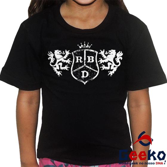 Imagem de Camiseta Infantil Rebelde 100% Algodão RBD Logo Branco Geeko