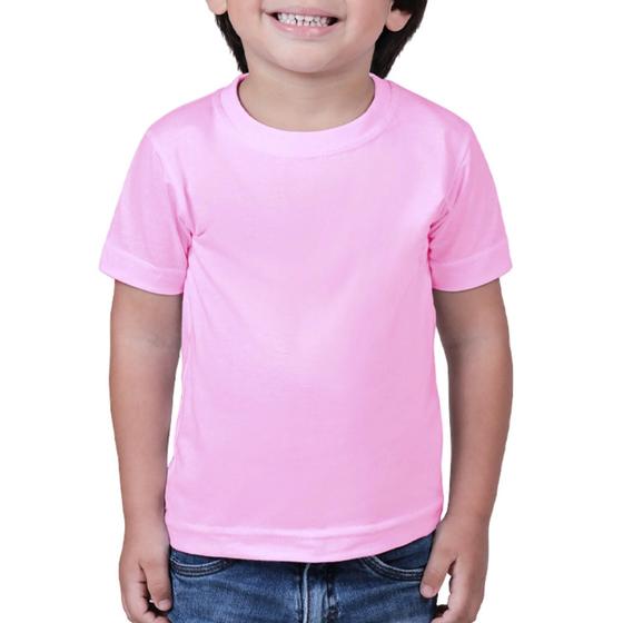 Imagem de camiseta infantil rosa básica tecido algodão premium slim