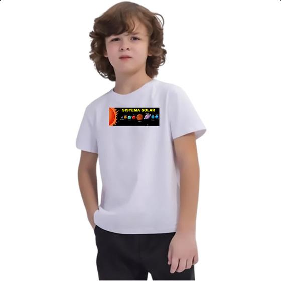 Imagem de Camiseta Infantil Sistema solar noite