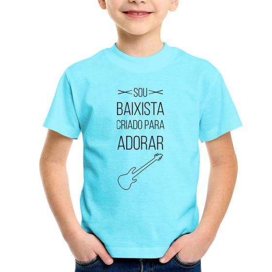 Imagem de Camiseta Infantil Sou baixista criado para adorar - Foca na Moda