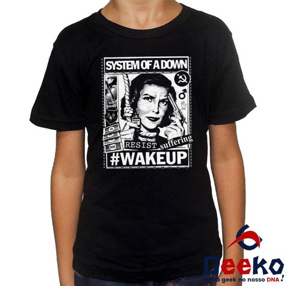 Imagem de Camiseta Infantil System Of A Down 100% Algodão SOAD Wake Up Rock Geeko