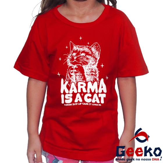 Imagem de Camiseta Infantil Taylor Swift 100% Algodão Karma Is A Cat Pop Geeko