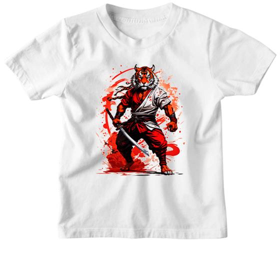 Imagem de Camiseta Infantil Tigre samurai splash arte