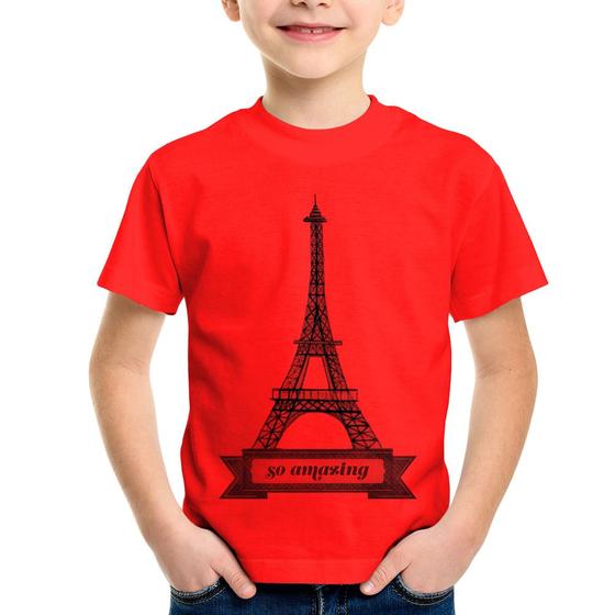 Imagem de Camiseta Infantil Torre Eiffel Amazing - Foca na Moda