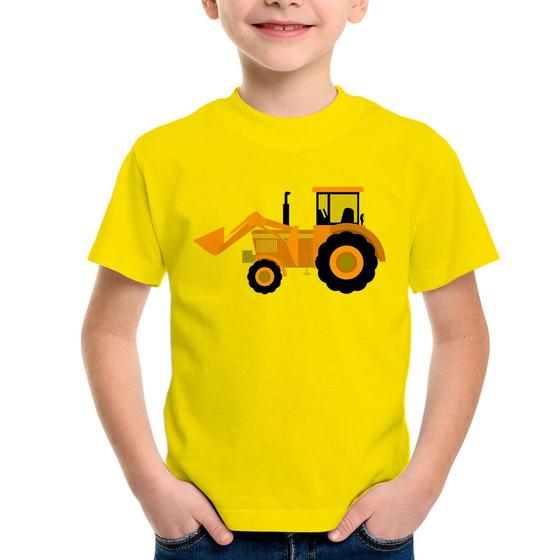 Imagem de Camiseta Infantil Trator Pá Carregadeira Amarelo - Foca na Moda