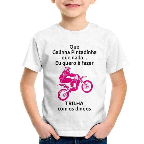 Imagem de Camiseta Infantil Trilha com os dindos (moto rosa) - Foca na Moda