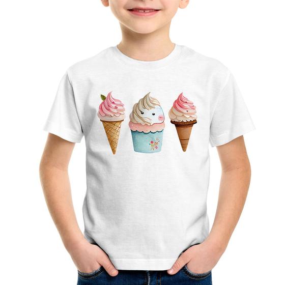 Imagem de Camiseta Infantil Unicórnio Sorvete - Foca na Moda