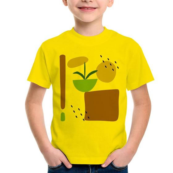 Imagem de Camiseta Infantil Vaso de Planta Minimalista Abstrato - Foca na Moda