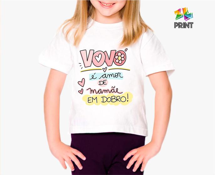 Imagem de Camiseta Infantil Vovó é Amor de Mamãe em Dobro - Presente dia das Mãe Zlprint