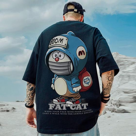 Imagem de Camiseta Japonesa Oversized 100% Algodão Alta Qualidade Casual Rua Verão