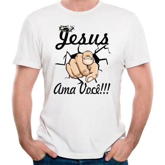 Imagem de Camiseta jesus te ama camisa fé religião deus