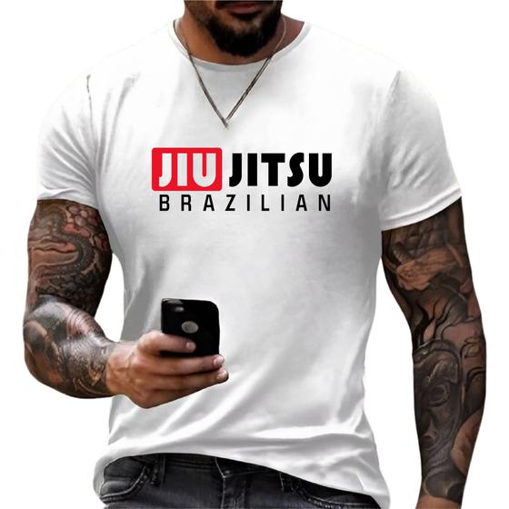 Imagem de Camiseta Jiu Jitsu Brazil Luta Treino 100% Algodão Premium Fio 30 1 - Envio Imediato