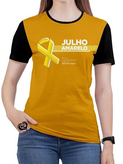 Imagem de Camiseta Julho Amarelo Feminina blusa Laço