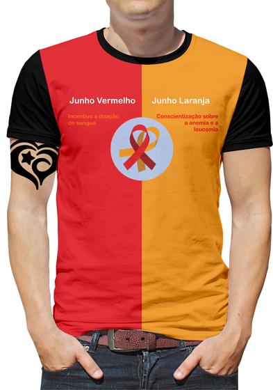 Imagem de Camiseta Junho Laranja e Vermelho PLUS SIZE Masculina Blusa