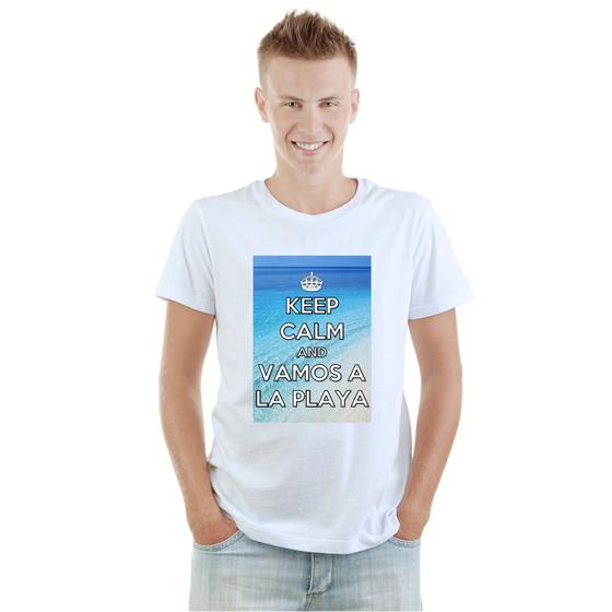 Imagem de Camiseta Keep Calm And Vamos A La Playa Camisa Personalizada Blusa Adulto Algodão com Poliéster