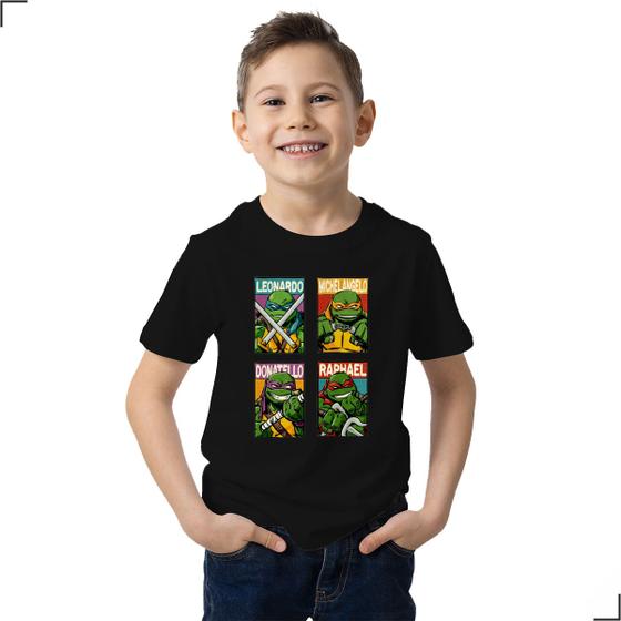Imagem de Camiseta Kids Filme Infancia Tartarugas Ninjas Mutação Luta