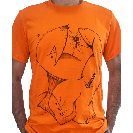 Imagem de Camiseta Laranja de Algodão com Desenho Artístico