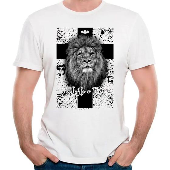 Imagem de Camiseta leão camisa religião fé cruz deus