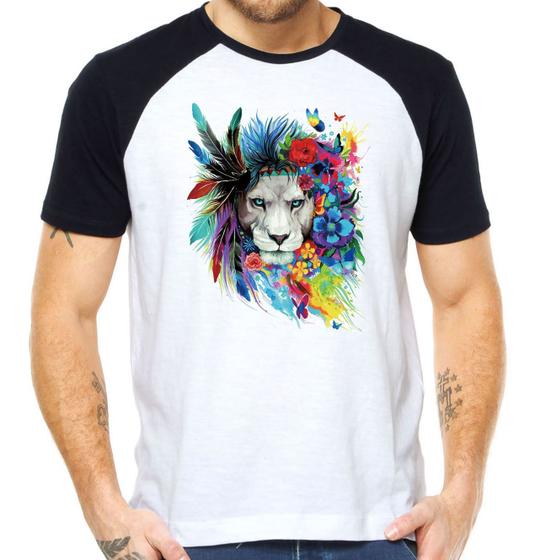 Imagem de Camiseta leão  tie dye tribo juda colorido camisa
