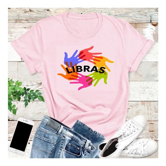 Imagem de Camiseta Libras Sinais Comunidade Surda Intérprete Unissex Presente Lindo Ouvinte Surdo