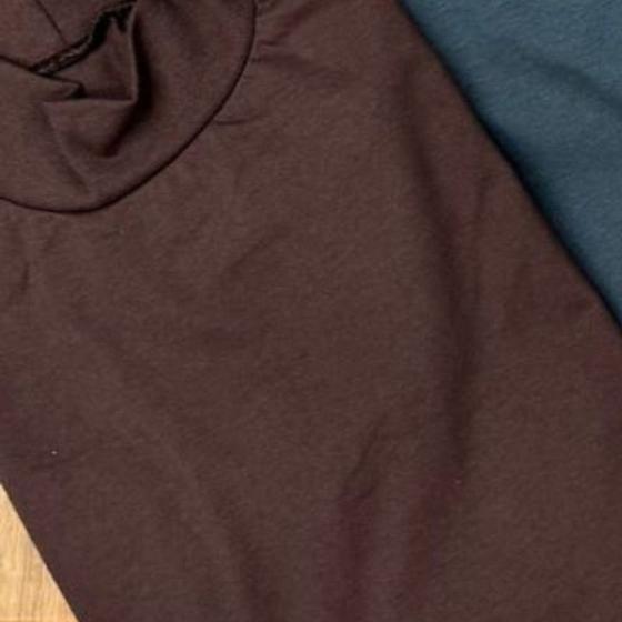 Imagem de Camiseta Lisa Gola Alta Estilo Zara T-shirt Feminina Básica Blusa de Algodão